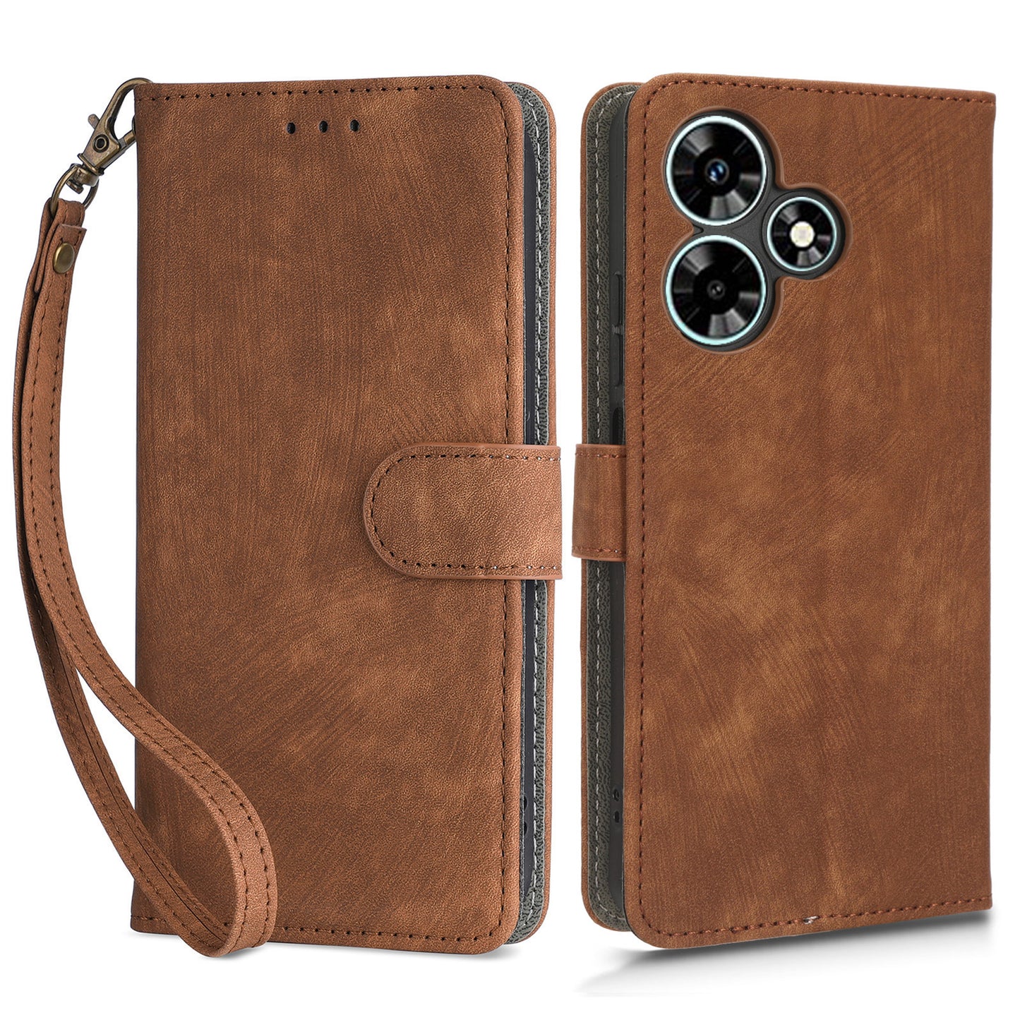 For Infinix Hot 30i X669 / Hot 30i NFC Drop-proof Stand Cover RFID Blocking Wallet Leather Case with Strap