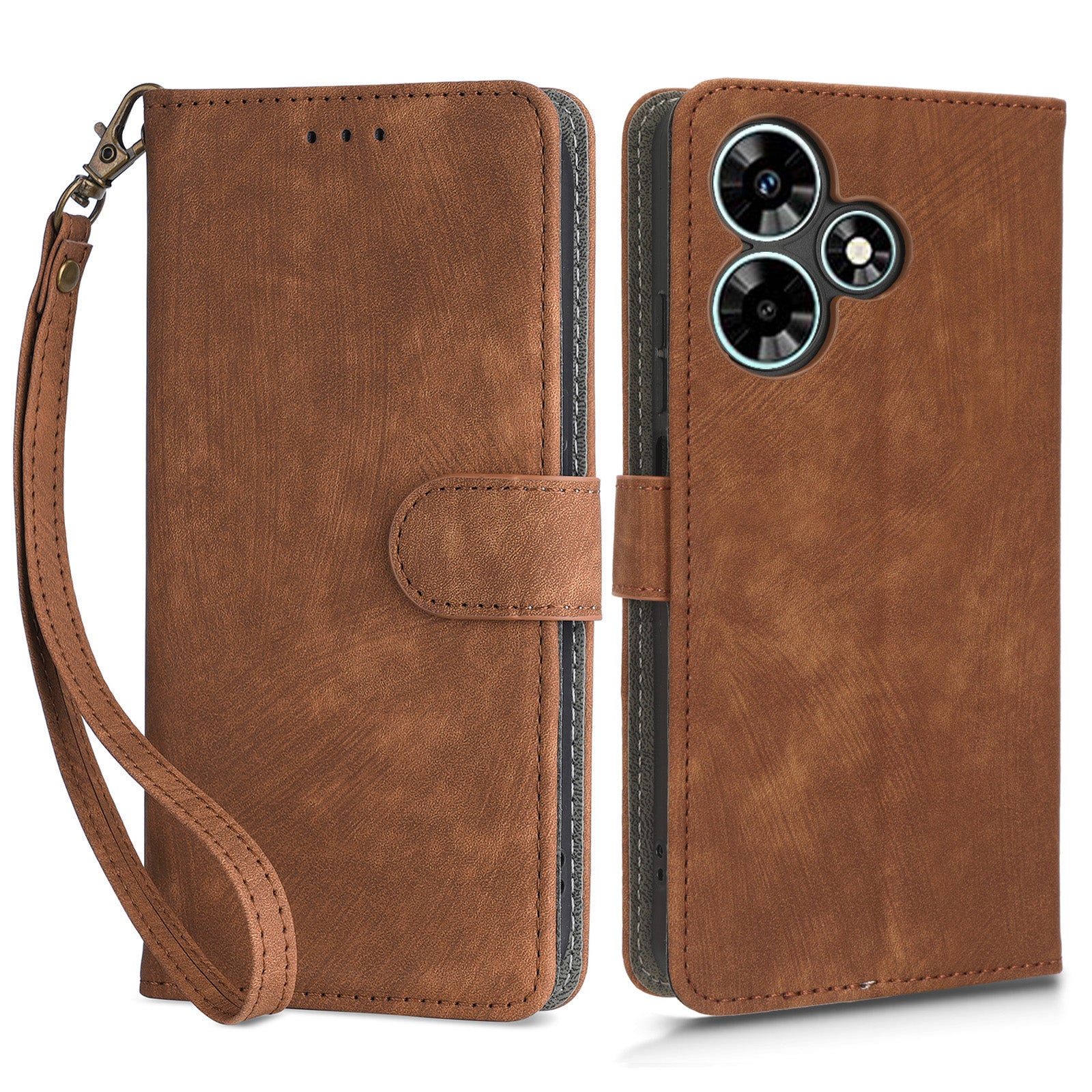 For Infinix Hot 30i X669 / Hot 30i NFC Drop-proof Stand Cover RFID Blocking Wallet Leather Case with Strap