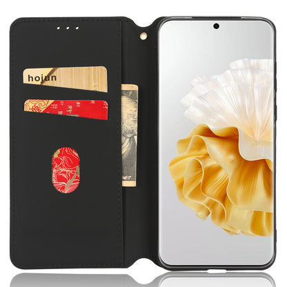 For Huawei P60 / P60 Pro Rhombus Imprint PU Leather Phone Case Flip Stand Wallet Cover