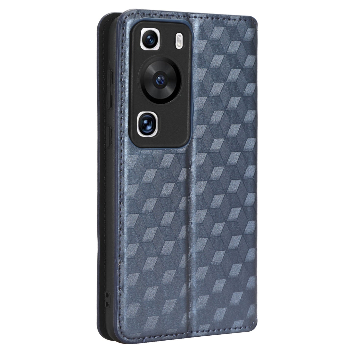 For Huawei P60 / P60 Pro Rhombus Imprint PU Leather Phone Case Flip Stand Wallet Cover