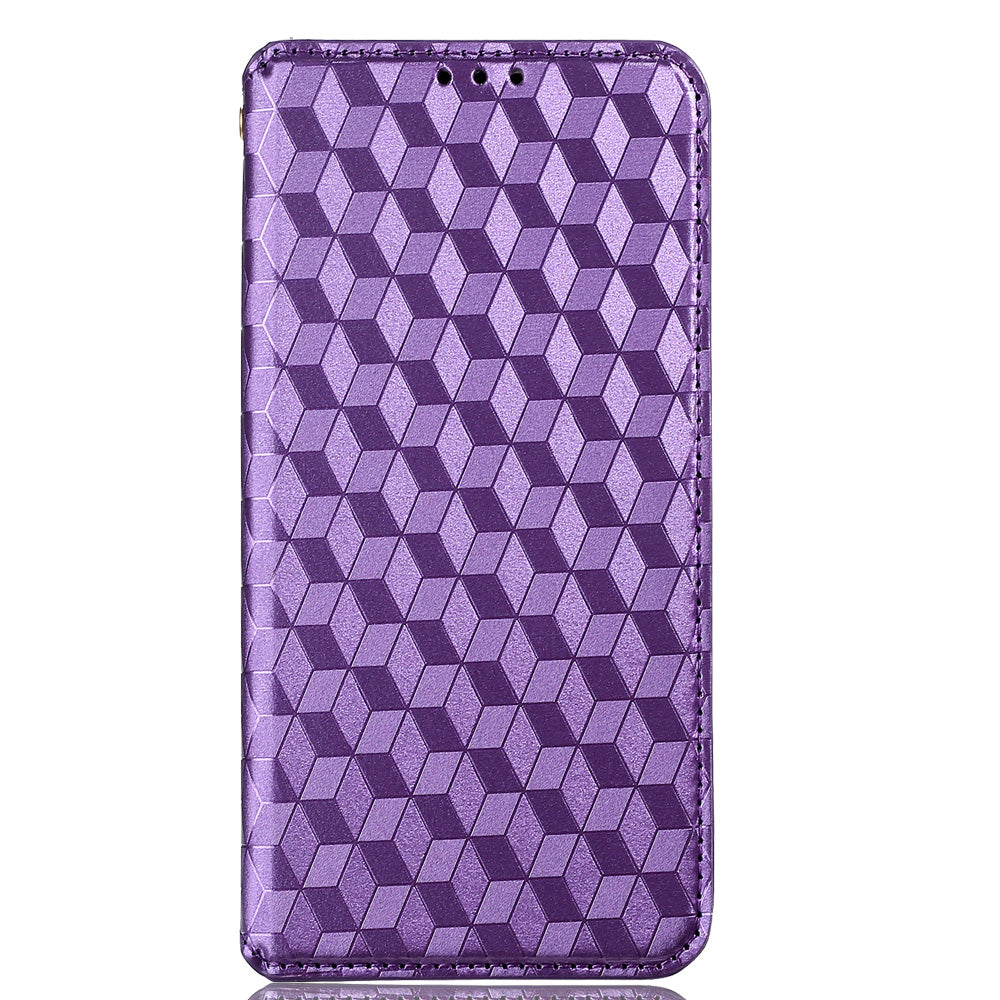 For Huawei P60 / P60 Pro Rhombus Imprint PU Leather Phone Case Flip Stand Wallet Cover