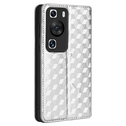 For Huawei P60 / P60 Pro Rhombus Imprint PU Leather Phone Case Flip Stand Wallet Cover