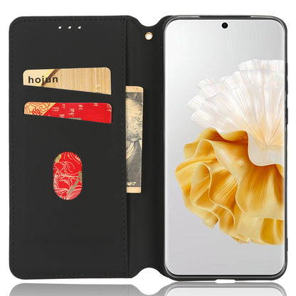 For Huawei P60 / P60 Pro Rhombus Imprint PU Leather Phone Case Flip Stand Wallet Cover