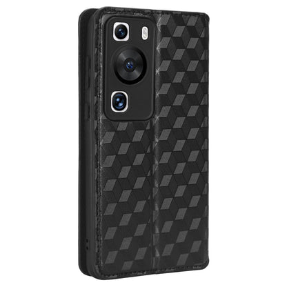 For Huawei P60 / P60 Pro Rhombus Imprint PU Leather Phone Case Flip Stand Wallet Cover