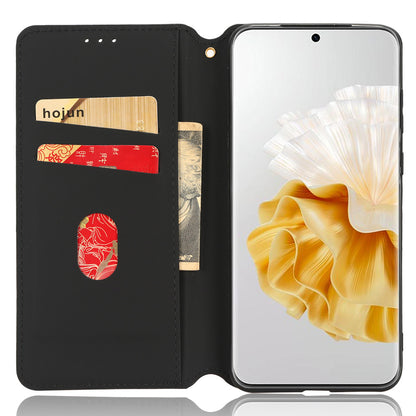 For Huawei P60 / P60 Pro Rhombus Imprint PU Leather Phone Case Flip Stand Wallet Cover