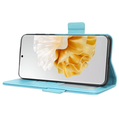 For Huawei P60 / P60 Pro Litchi Texture PU Leather Wallet Protective Case Stand Phone Cover with Strap