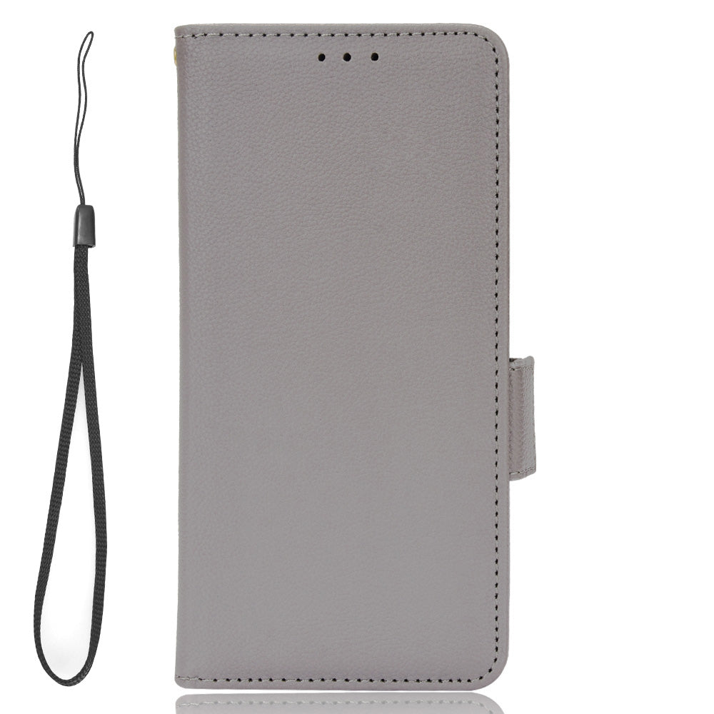For Huawei P60 / P60 Pro Litchi Texture PU Leather Wallet Protective Case Stand Phone Cover with Strap