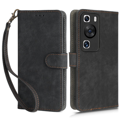 For Huawei P60 / P60 Pro Anti-collision Stand Cover RFID Blocking Wallet Leather Case with Strap