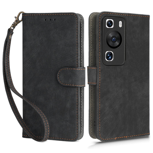 For Huawei P60 / P60 Pro Anti-collision Stand Cover RFID Blocking Wallet Leather Case with Strap