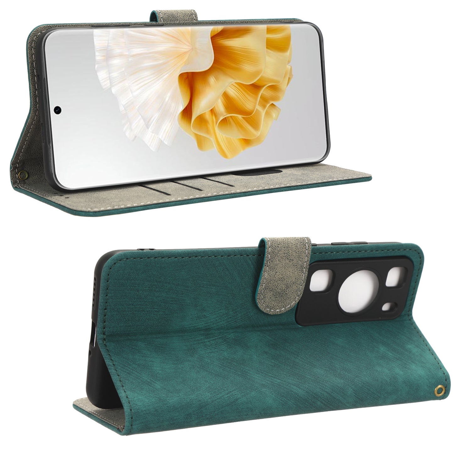 For Huawei P60 / P60 Pro Anti-collision Stand Cover RFID Blocking Wallet Leather Case with Strap