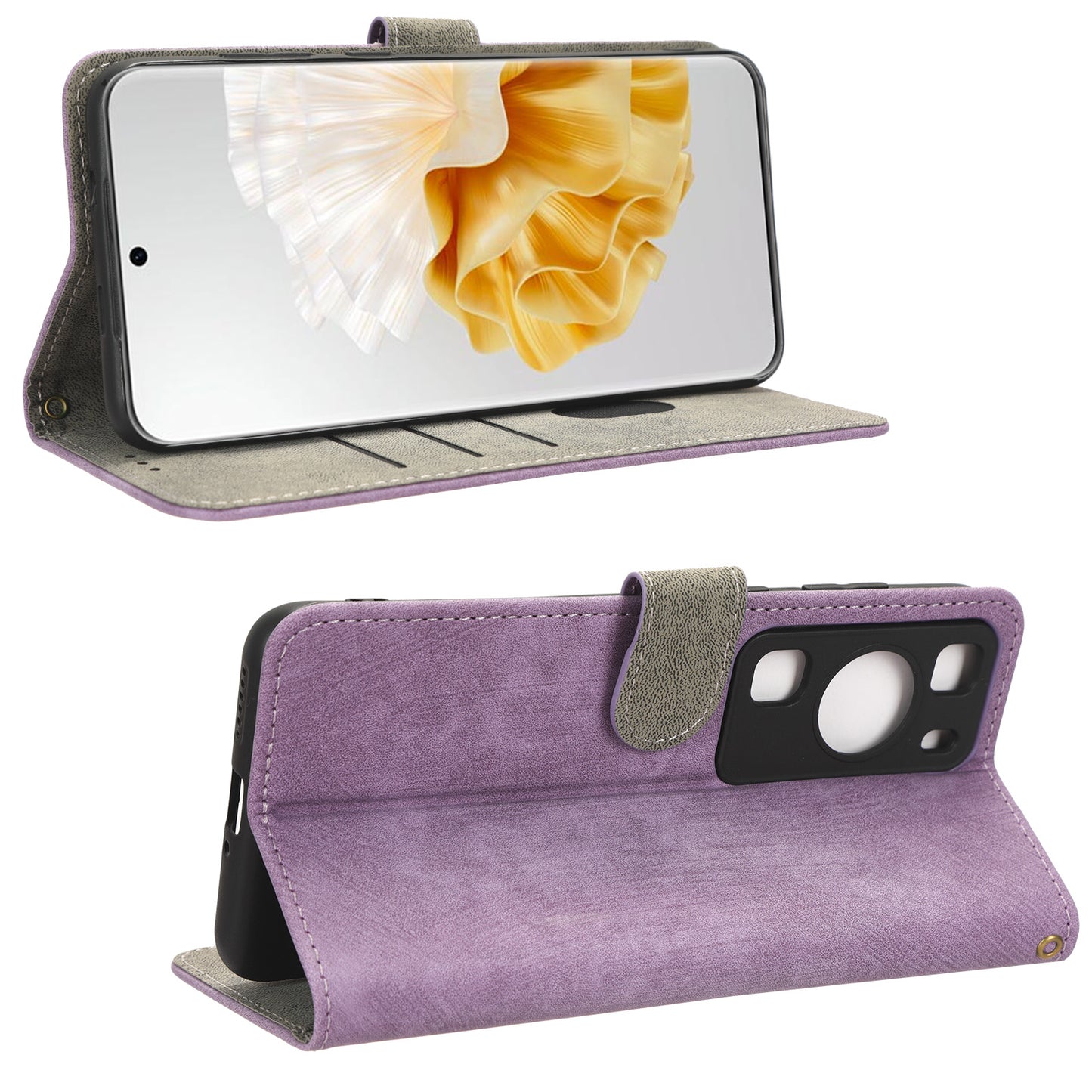 For Huawei P60 / P60 Pro Anti-collision Stand Cover RFID Blocking Wallet Leather Case with Strap