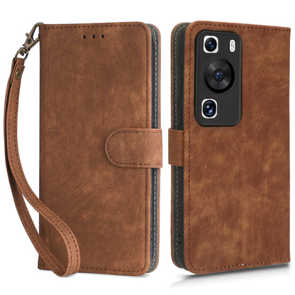 For Huawei P60 / P60 Pro Anti-collision Stand Cover RFID Blocking Wallet Leather Case with Strap