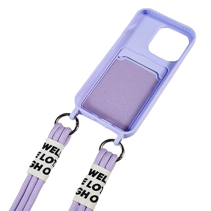 Protective Case for iPhone 14 Pro Anti-Drop Liquid Silicone Phone Cover with Card Slot, Strap