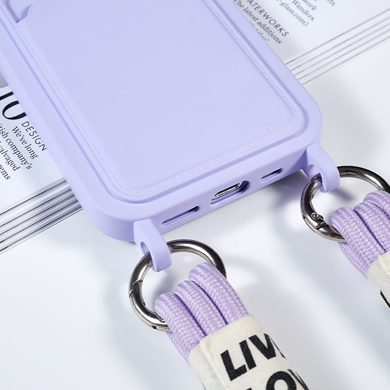 Protective Case for iPhone 14 Pro Anti-Drop Liquid Silicone Phone Cover with Card Slot, Strap