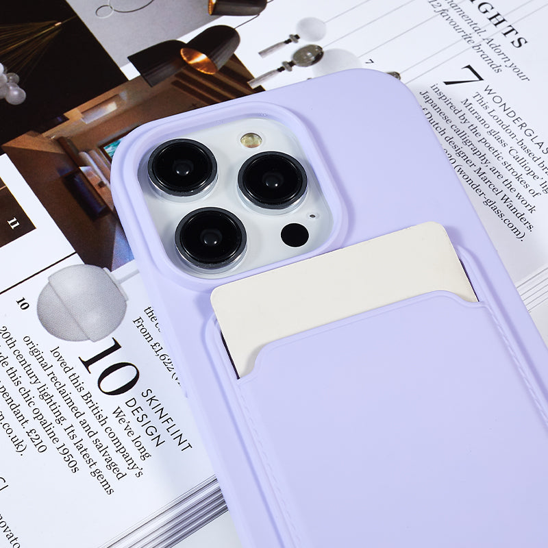 Protective Case for iPhone 14 Pro Anti-Drop Liquid Silicone Phone Cover with Card Slot, Strap