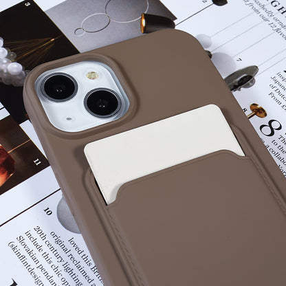 Protective Case for iPhone 14 Pro Anti-Drop Liquid Silicone Phone Cover with Card Slot, Strap