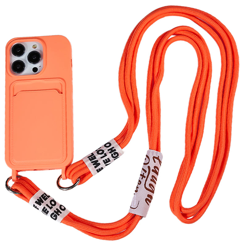 Protective Case for iPhone 14 Pro Anti-Drop Liquid Silicone Phone Cover with Card Slot, Strap