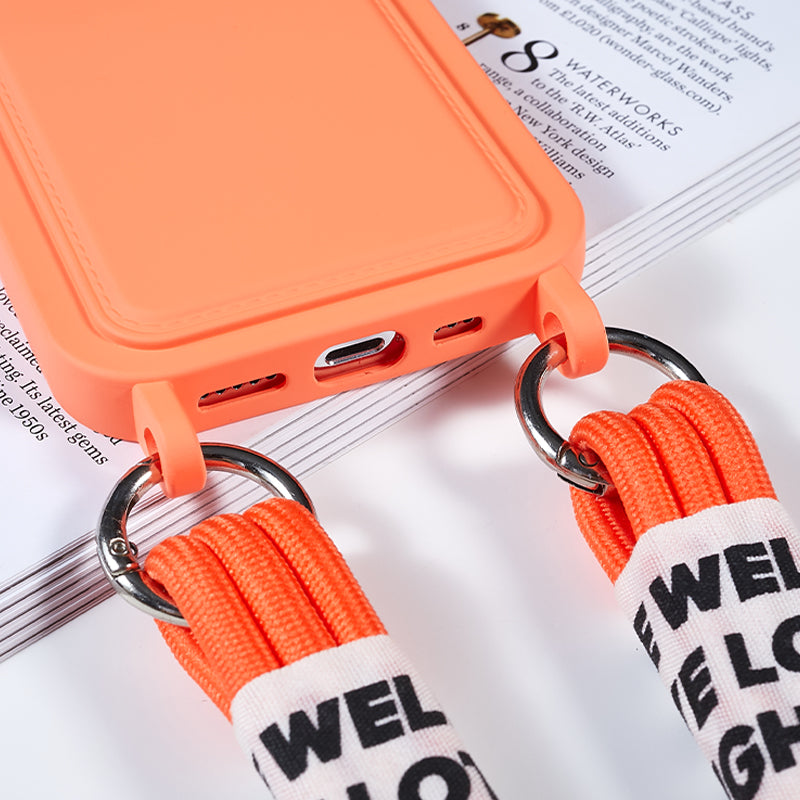 Protective Case for iPhone 14 Pro Anti-Drop Liquid Silicone Phone Cover with Card Slot, Strap