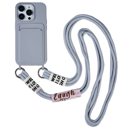 Protective Case for iPhone 14 Pro Anti-Drop Liquid Silicone Phone Cover with Card Slot, Strap