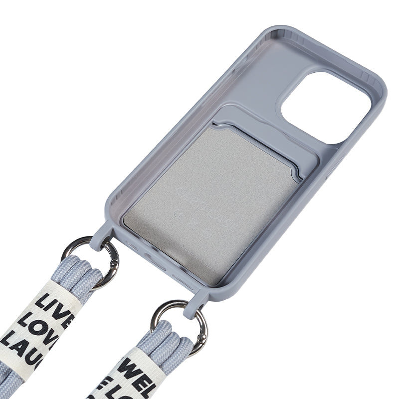 Protective Case for iPhone 14 Pro Anti-Drop Liquid Silicone Phone Cover with Card Slot, Strap