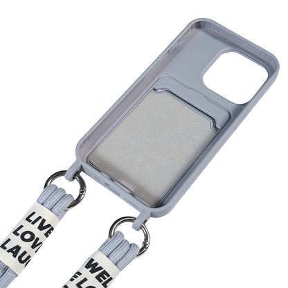 Protective Case for iPhone 14 Pro Anti-Drop Liquid Silicone Phone Cover with Card Slot, Strap