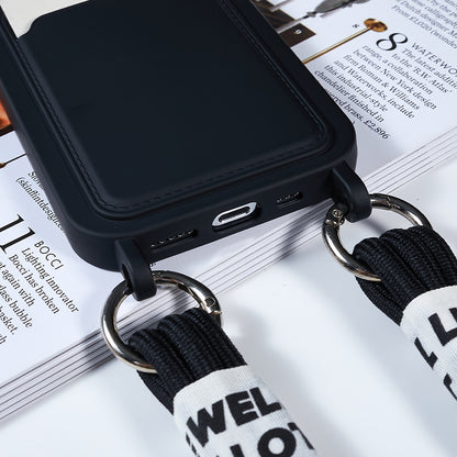 Protective Case for iPhone 14 Pro Anti-Drop Liquid Silicone Phone Cover with Card Slot, Strap