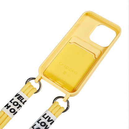 Protective Case for iPhone 14 Pro Anti-Drop Liquid Silicone Phone Cover with Card Slot, Strap