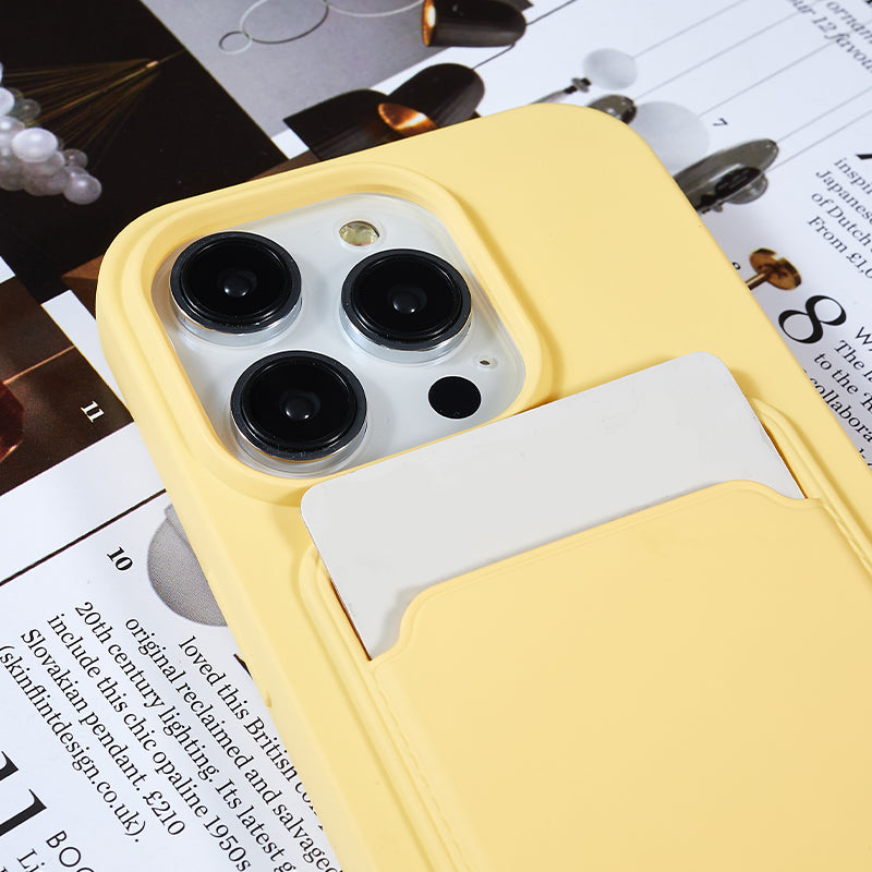 Protective Case for iPhone 14 Pro Anti-Drop Liquid Silicone Phone Cover with Card Slot, Strap