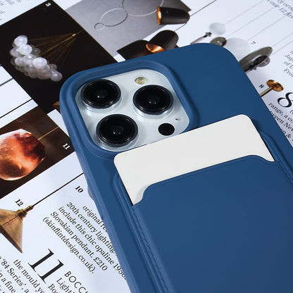 Protective Case for iPhone 14 Pro Anti-Drop Liquid Silicone Phone Cover with Card Slot, Strap