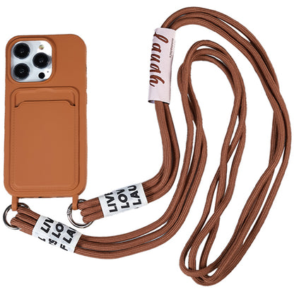 Protective Case for iPhone 14 Pro Anti-Drop Liquid Silicone Phone Cover with Card Slot, Strap