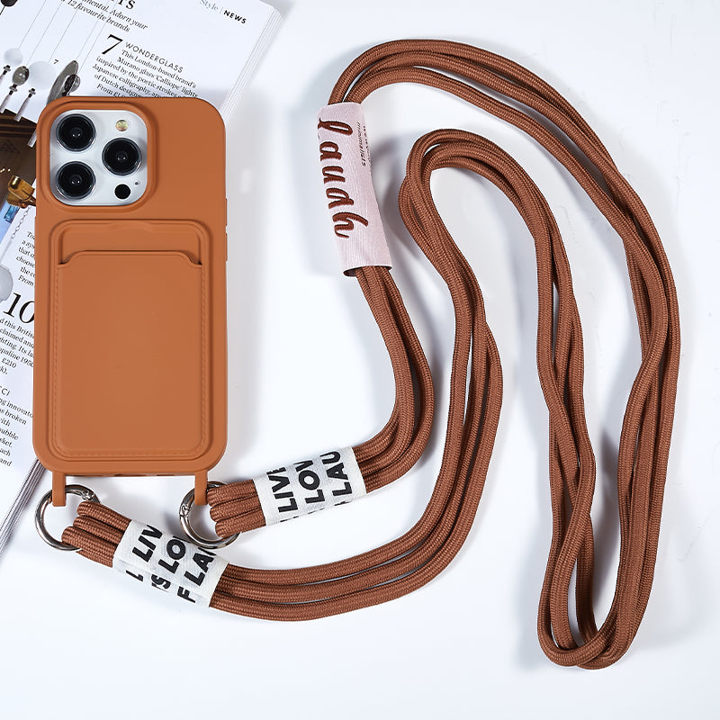 Protective Case for iPhone 14 Pro Anti-Drop Liquid Silicone Phone Cover with Card Slot, Strap