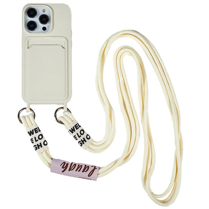 Protective Case for iPhone 14 Pro Anti-Drop Liquid Silicone Phone Cover with Card Slot, Strap