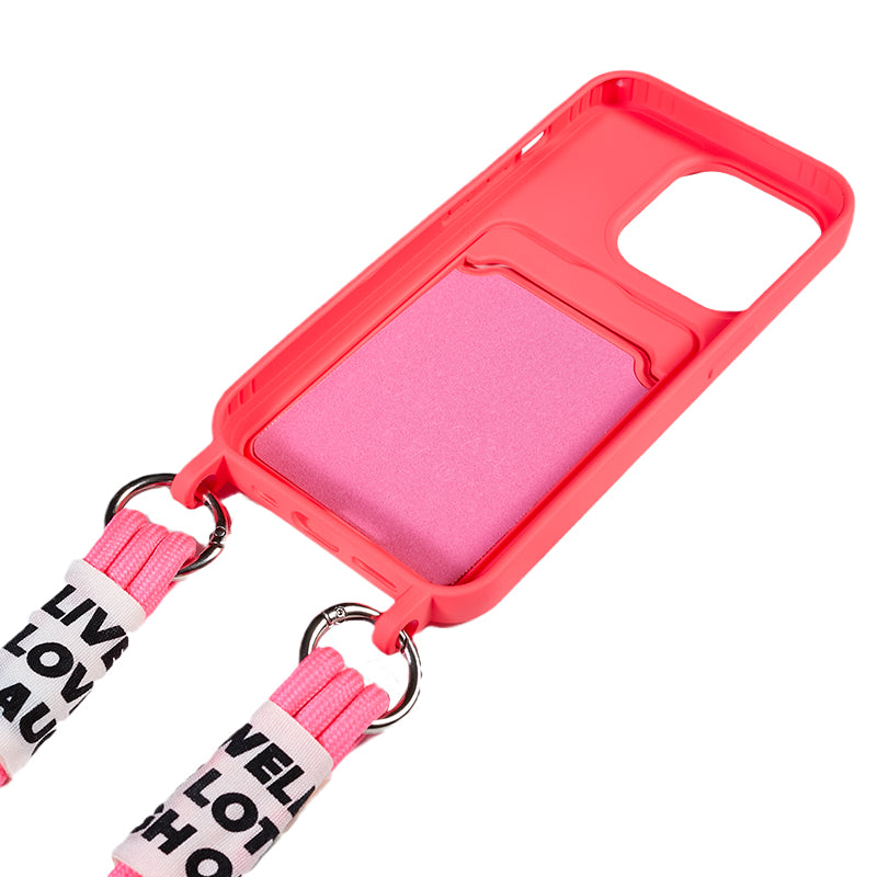Protective Case for iPhone 14 Pro Max Liquid Silicone Slim Case Card Slot Phone Cover with Strap