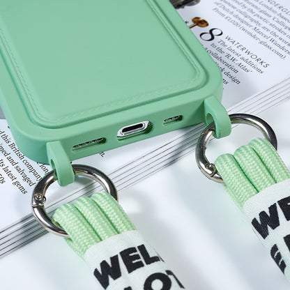 Protective Case for iPhone 14 Pro Max Liquid Silicone Slim Case Card Slot Phone Cover with Strap