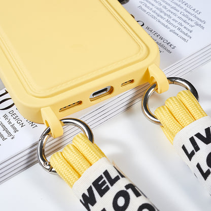 Protective Case for iPhone 14 Pro Max Liquid Silicone Slim Case Card Slot Phone Cover with Strap