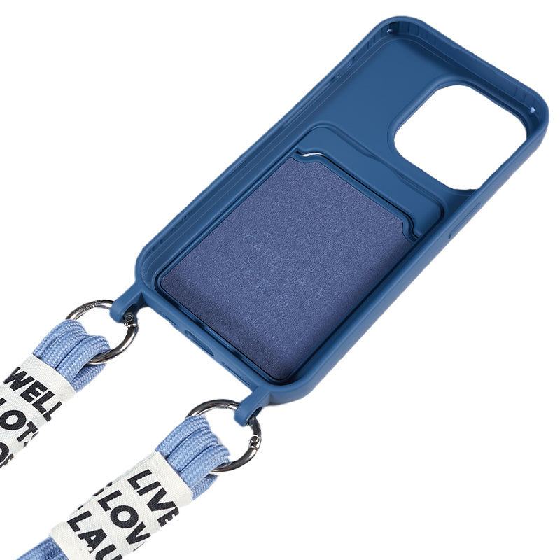 Protective Case for iPhone 14 Pro Max Liquid Silicone Slim Case Card Slot Phone Cover with Strap