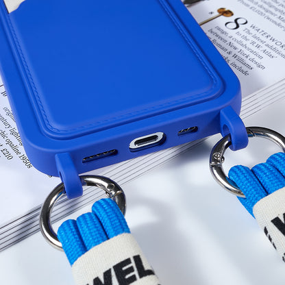 Protective Case for iPhone 14 Pro Max Liquid Silicone Slim Case Card Slot Phone Cover with Strap