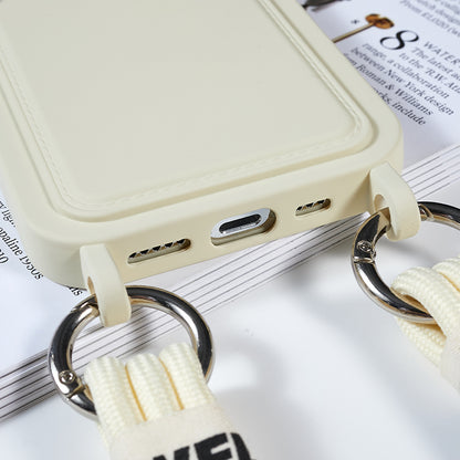 Protective Case for iPhone 14 Pro Max Liquid Silicone Slim Case Card Slot Phone Cover with Strap