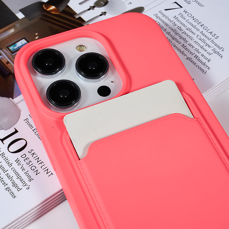 Protective Cover for iPhone 13 Pro 6.1 inch Case Anti-Fall Liquid Silicone Phone Shell with Card Slot, Strap