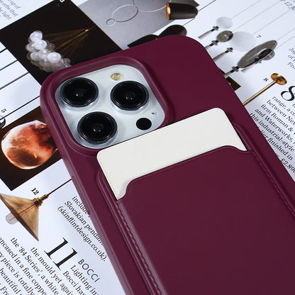 Protective Cover for iPhone 13 Pro 6.1 inch Case Anti-Fall Liquid Silicone Phone Shell with Card Slot, Strap