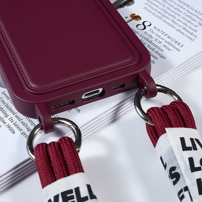 Protective Cover for iPhone 13 Pro 6.1 inch Case Anti-Fall Liquid Silicone Phone Shell with Card Slot, Strap