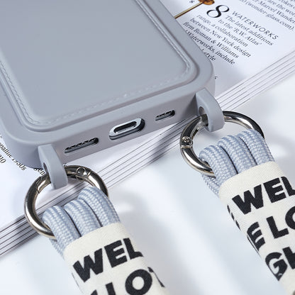 Protective Cover for iPhone 13 Pro 6.1 inch Case Anti-Fall Liquid Silicone Phone Shell with Card Slot, Strap