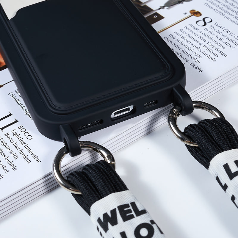 Protective Cover for iPhone 13 Pro 6.1 inch Case Anti-Fall Liquid Silicone Phone Shell with Card Slot, Strap