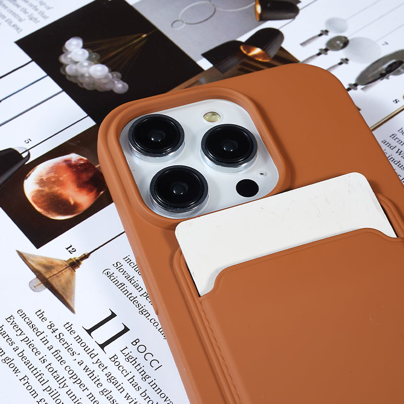 Protective Cover for iPhone 13 Pro 6.1 inch Case Anti-Fall Liquid Silicone Phone Shell with Card Slot, Strap