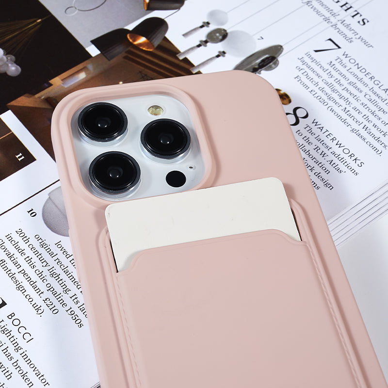 Protective Cover for iPhone 13 Pro 6.1 inch Case Anti-Fall Liquid Silicone Phone Shell with Card Slot, Strap