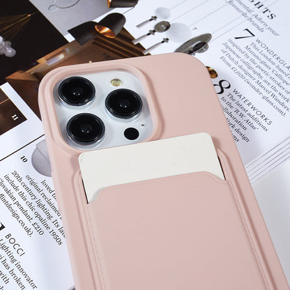 Protective Cover for iPhone 13 Pro 6.1 inch Case Anti-Fall Liquid Silicone Phone Shell with Card Slot, Strap