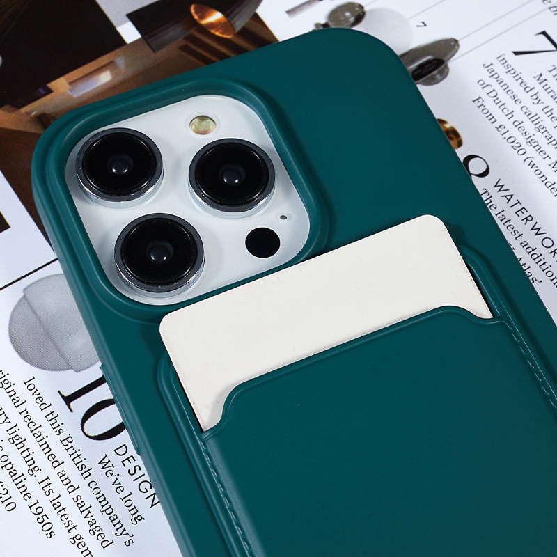 Anti-Drop Slim Case for iPhone 13 Pro Max 6.7 inch Liquid Silicone Phone Cover with Card Slot, Strap