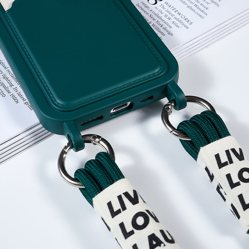 Anti-Drop Slim Case for iPhone 13 Pro Max 6.7 inch Liquid Silicone Phone Cover with Card Slot, Strap