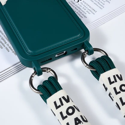 Anti-Drop Slim Case for iPhone 13 Pro Max 6.7 inch Liquid Silicone Phone Cover with Card Slot, Strap