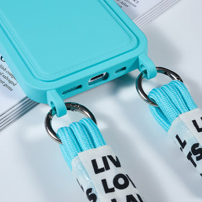 Anti-Drop Slim Case for iPhone 13 Pro Max 6.7 inch Liquid Silicone Phone Cover with Card Slot, Strap